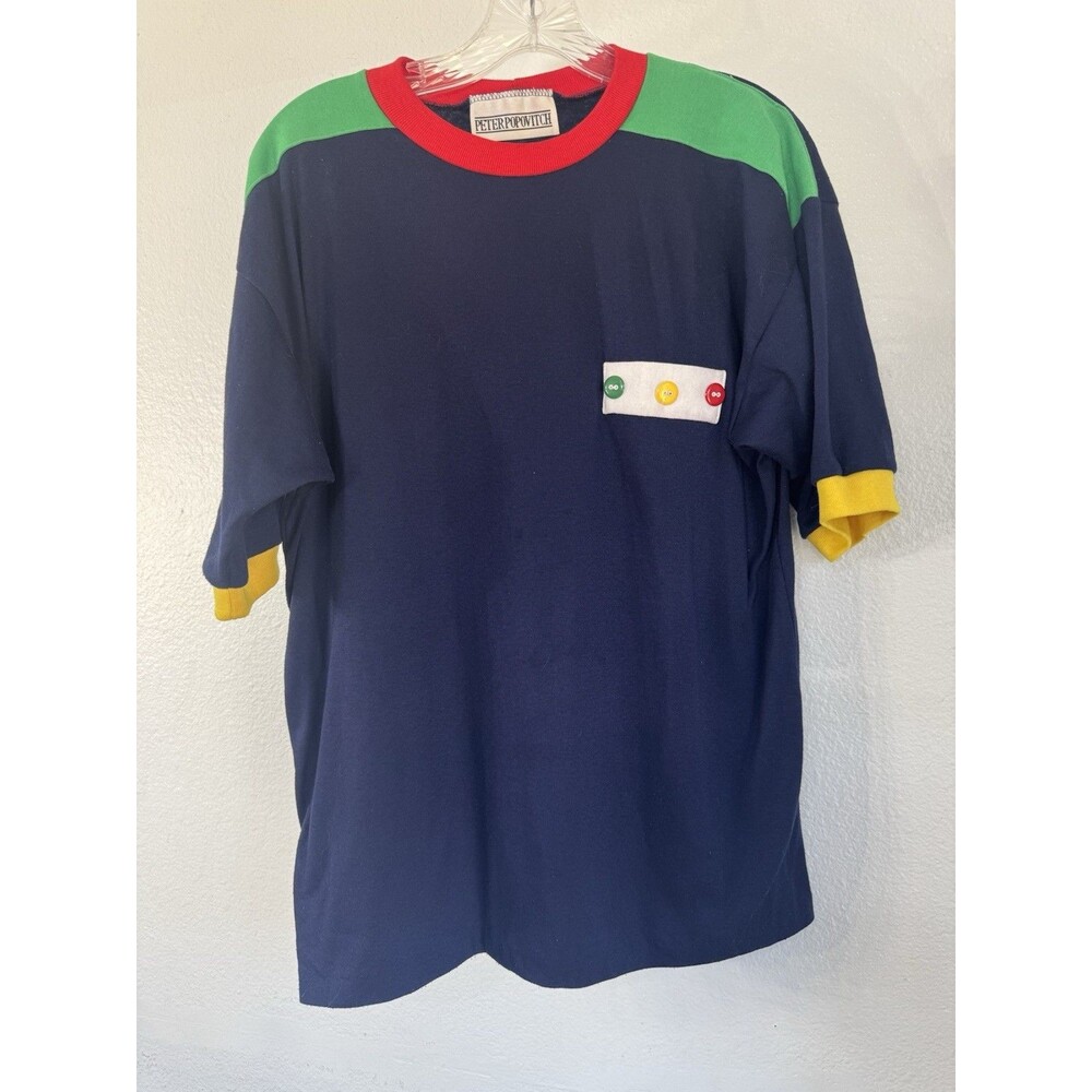 Peter Popovitch Vintage Tshirt Fun Colors Buttons Quirky